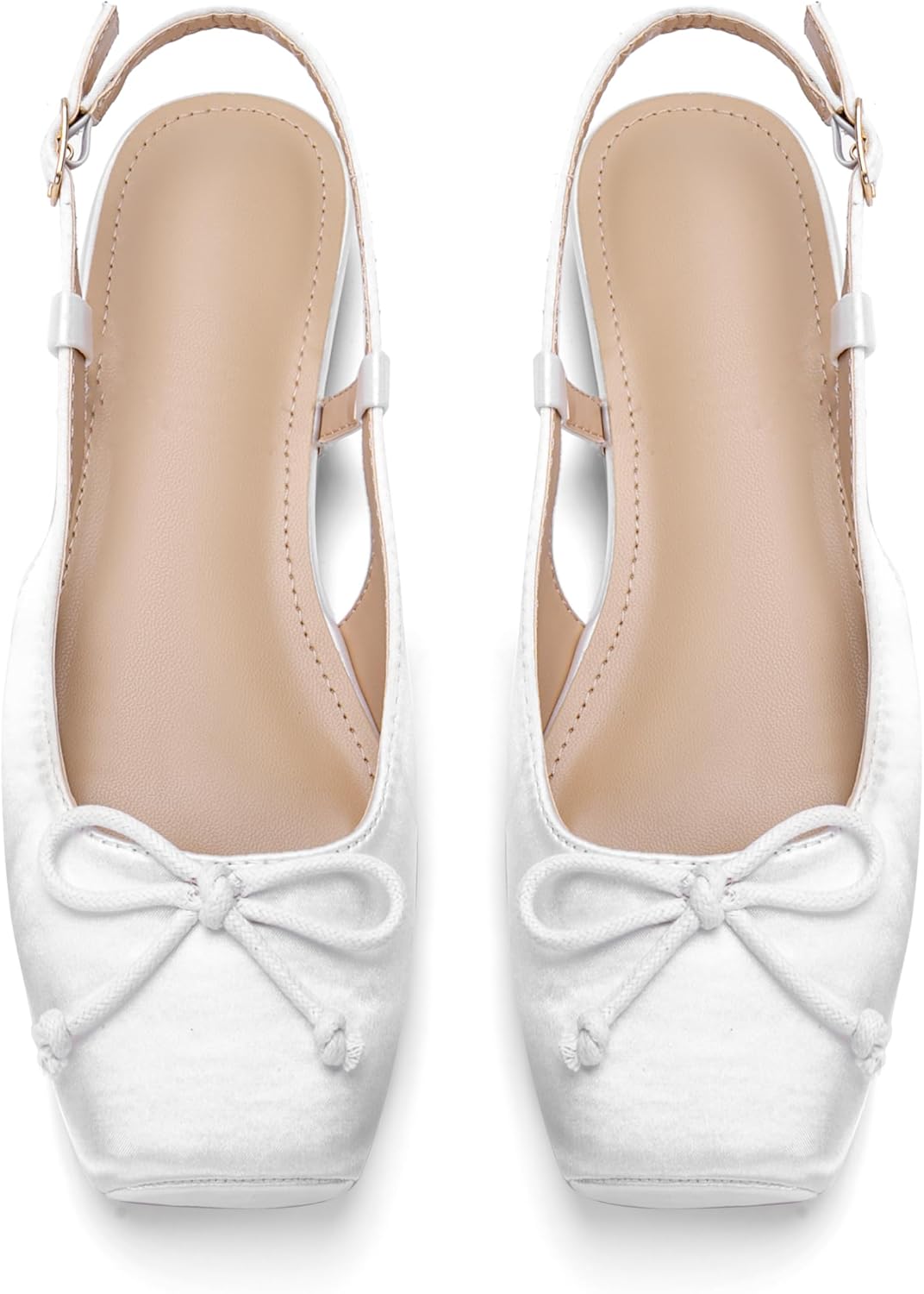 Women's Ballet Flats Slingbacks with Square Toe and Bow Design