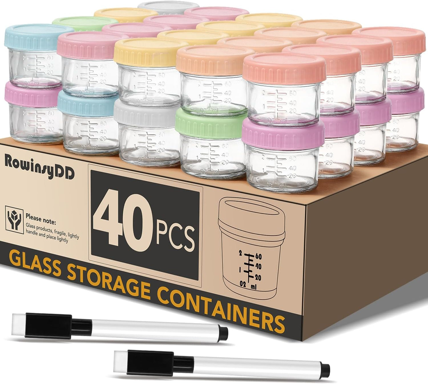 Leakproof 4 oz Glass Baby Food Jars - BPA Free