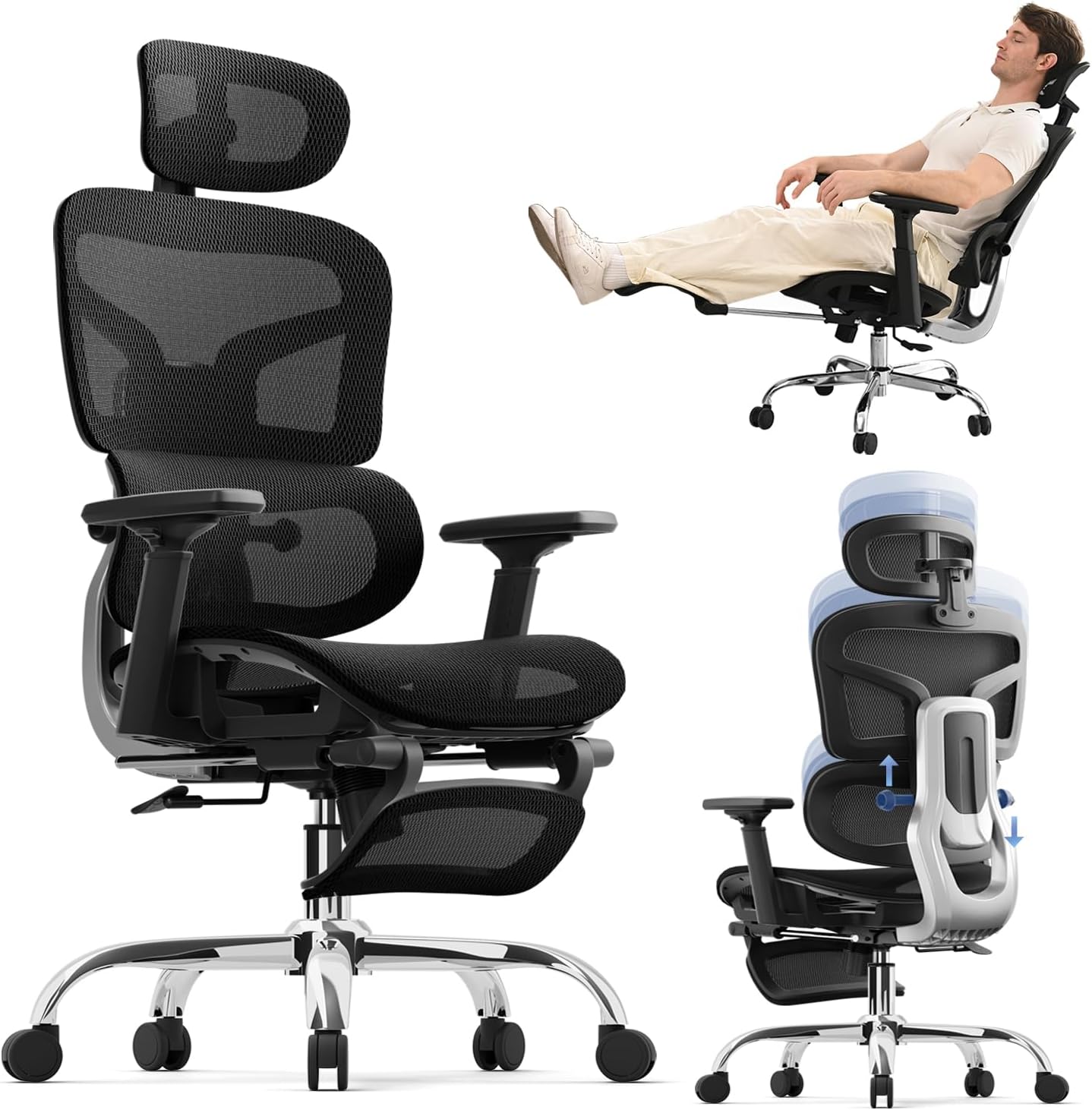 Ergonomic Office Chair with Mesh Seat and Adjustable Features