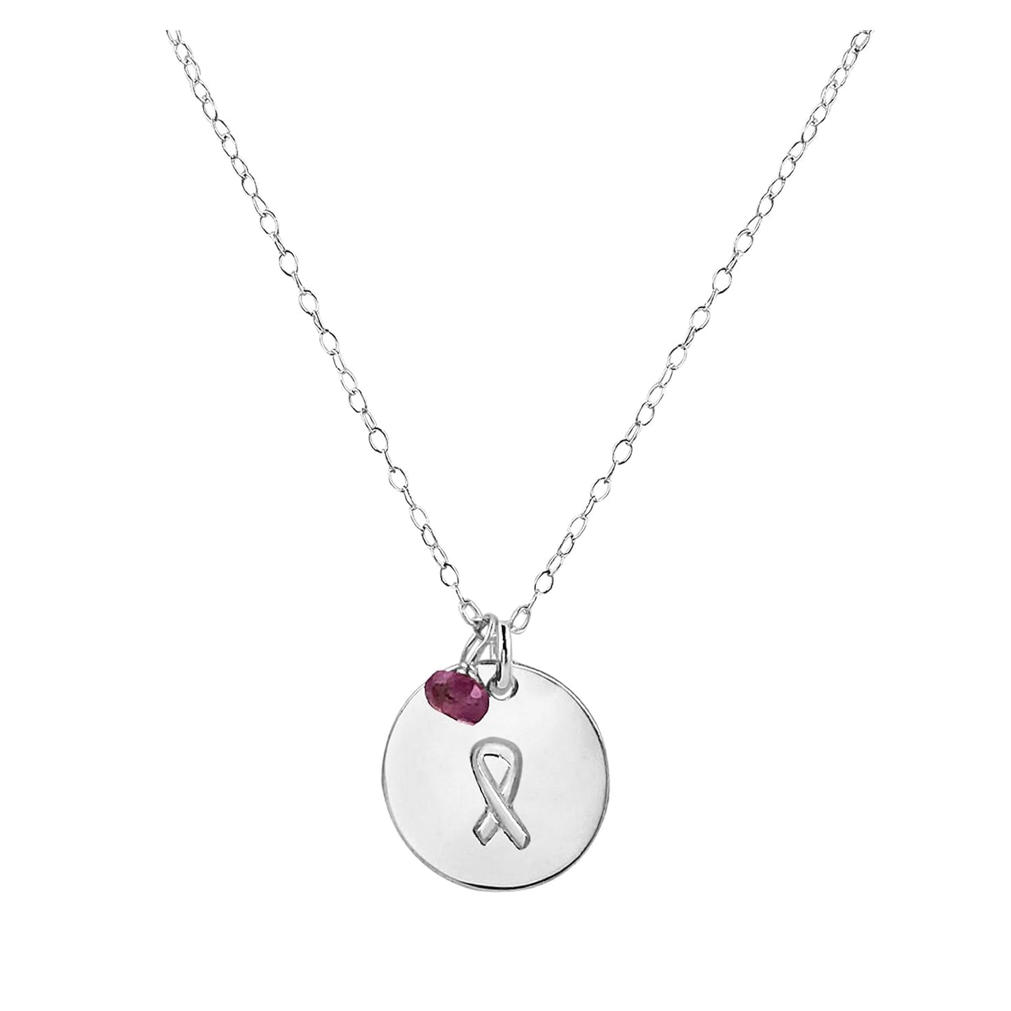 Handmade Silver Breast Cancer Awareness Ribbon Charm Necklace