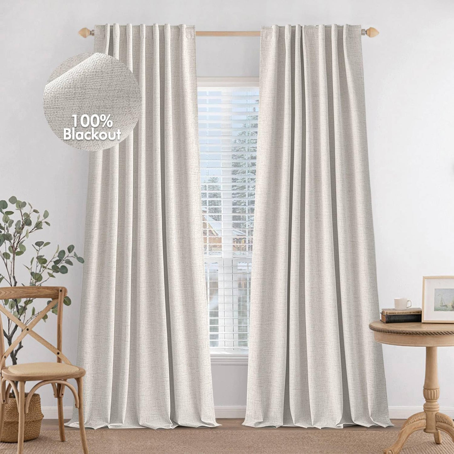 MIULEE 100% Blackout Curtains for Bedroom and Living Room