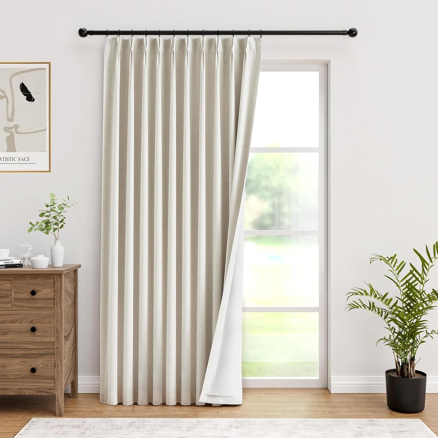 IVAPUPU Natural Pinch Pleated Blackout Curtains for Elegance