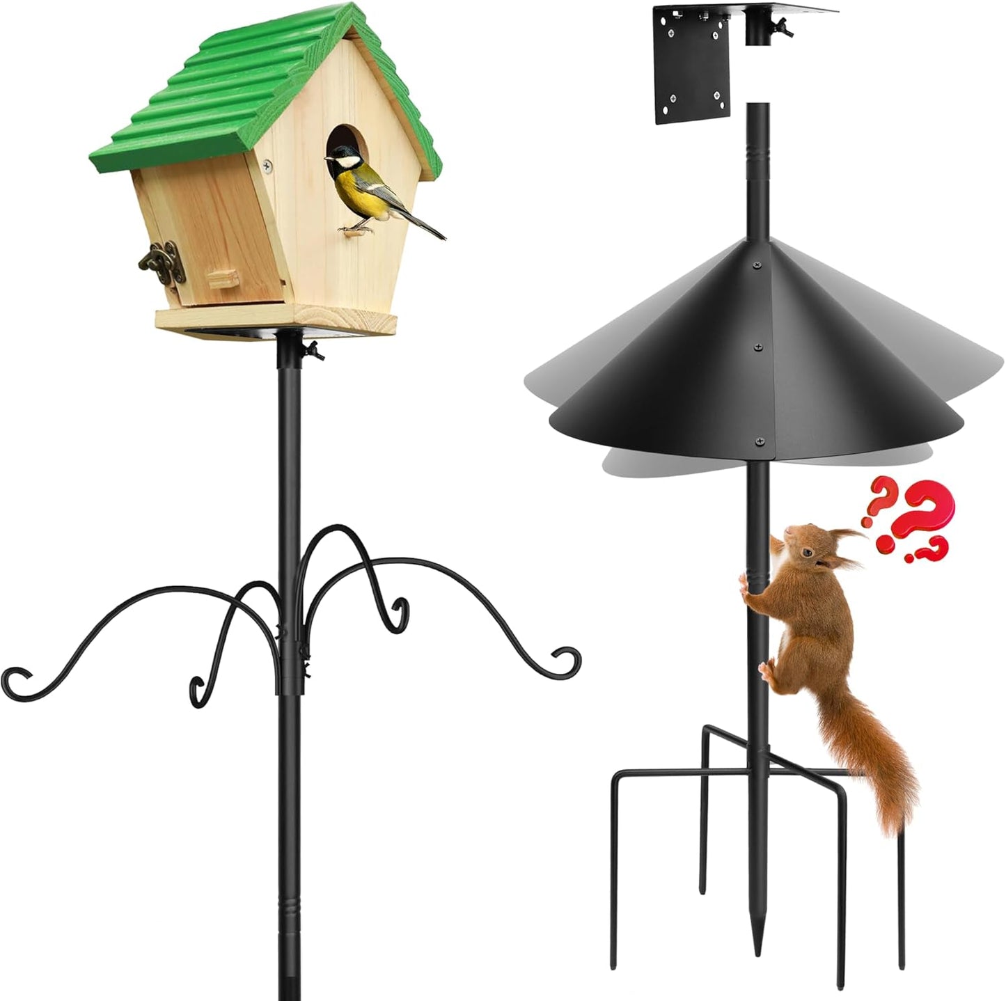 Adjustable 93 Bird Feeder Pole with Squirrel Proof Baffle