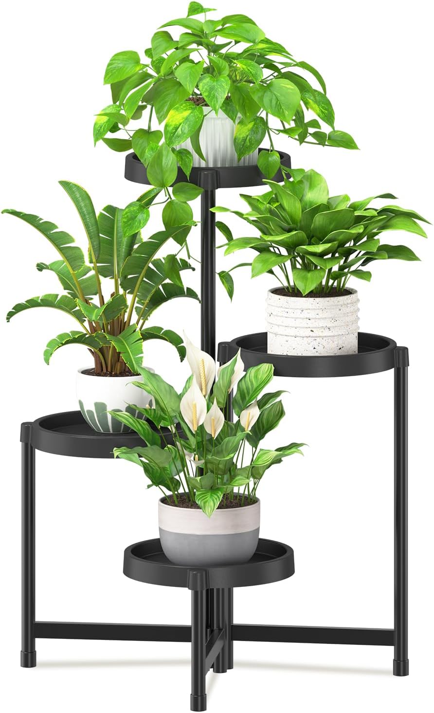 iDavosic.ly 4 Tier Folding Plant Stand for Indoor Outdoor Use