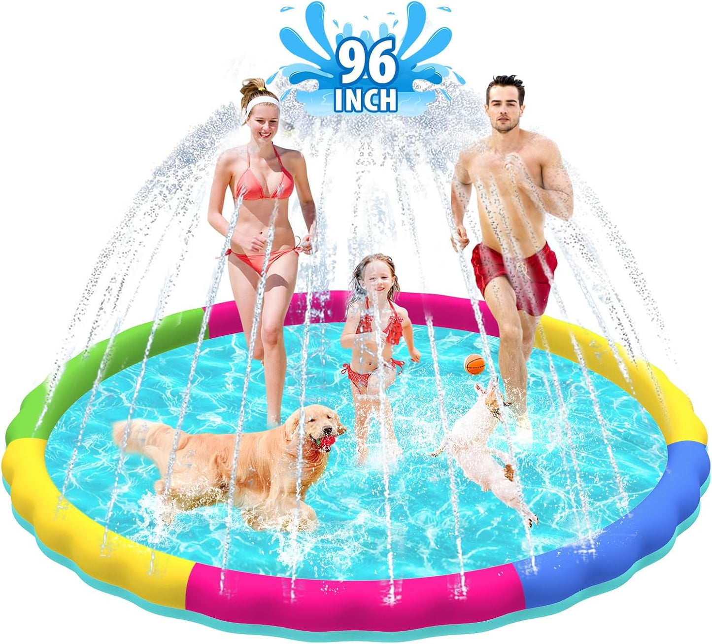 Raxurt Splash Pad for Kids and Dogs - 97 Inch Fun Water Toy