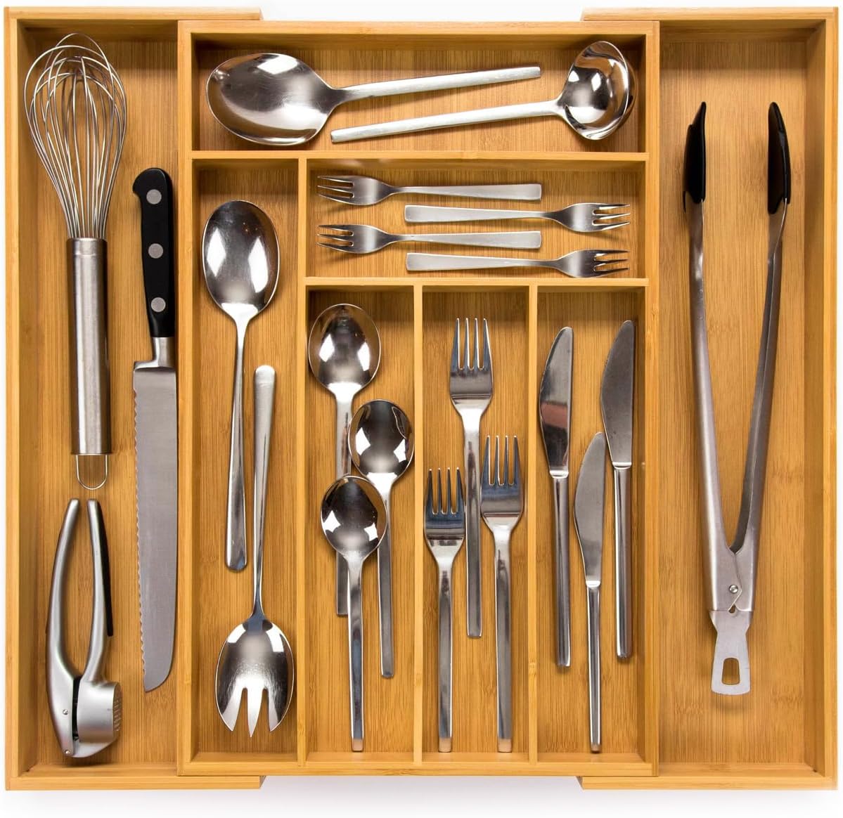 Budu Silverware Drawer Organizer - Expandable Utensil Holder