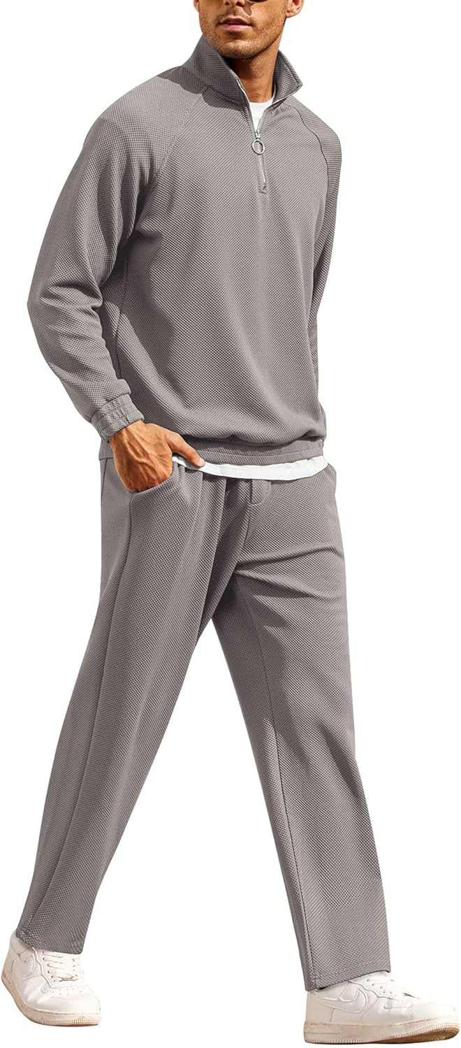 COOFANDY Men's Tracksuit 2 Piece Relaxed Fit Half-zip Set