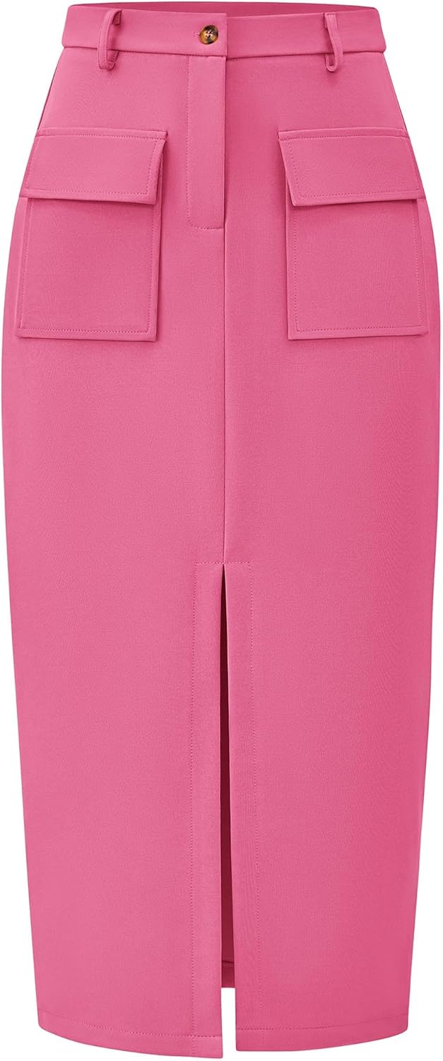 KIRUNDO Midi Skirts for Women: Trendy High Waisted Cargo Style