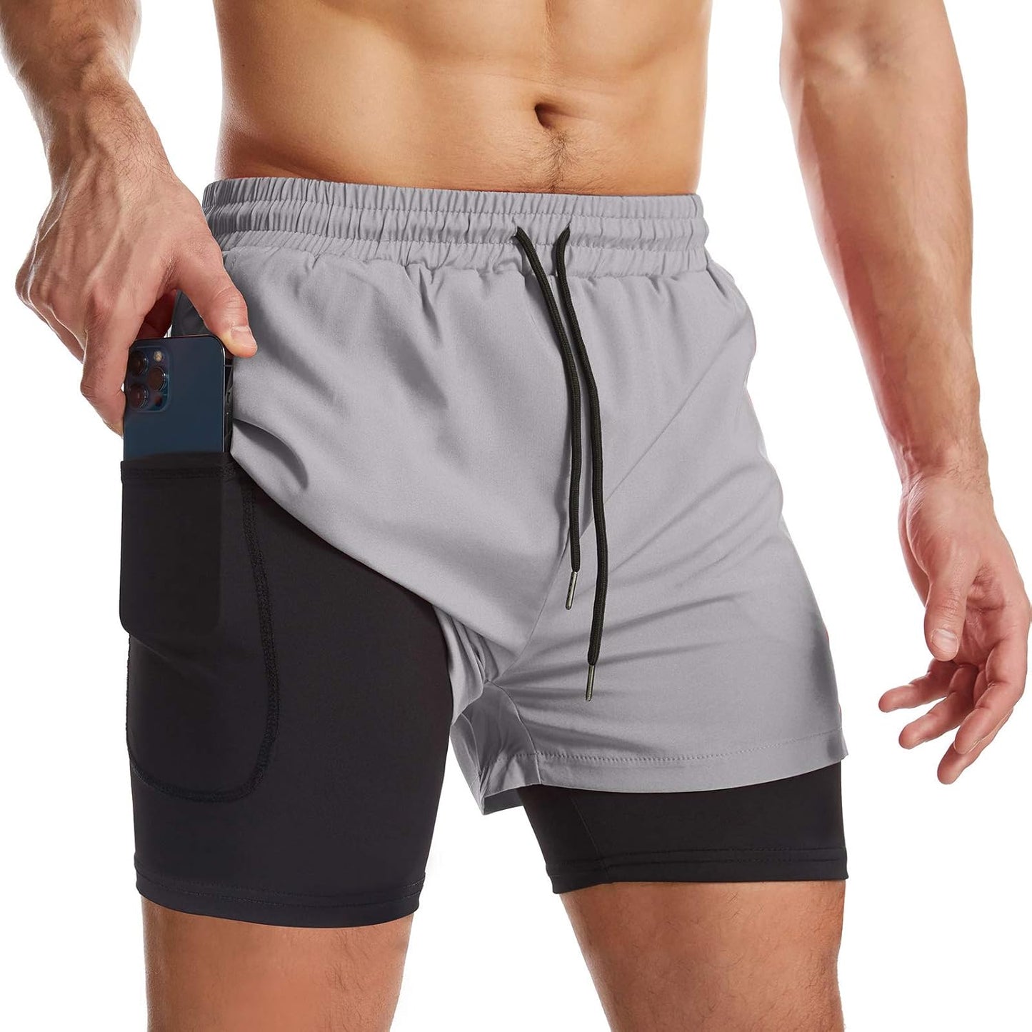 Surenow Men's 2-in-1 Quick Dry Running Shorts