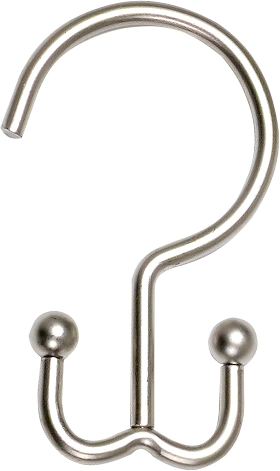 NeverRust Double Shower Hooks, Set of 12, Satin Nickel
