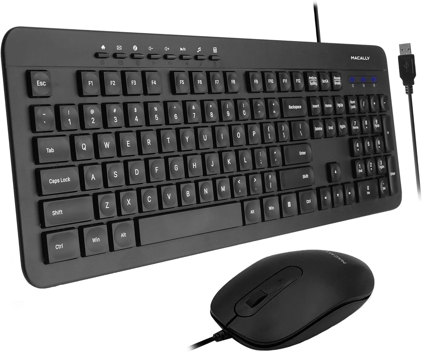 Macally Quiet Wired Keyboard & Mouse Combo