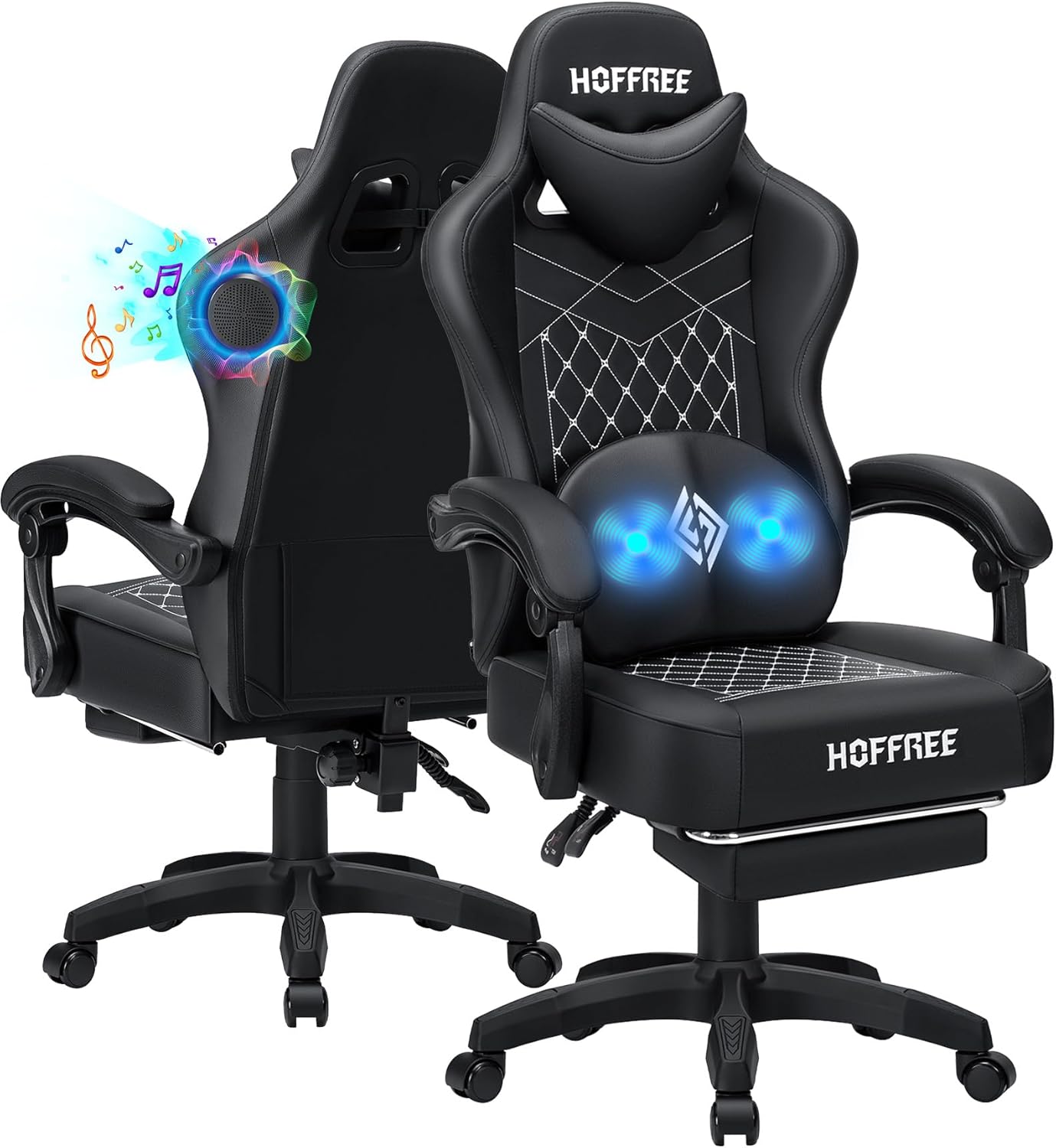 Hoffree Gaming Chair with Speakers & Massage