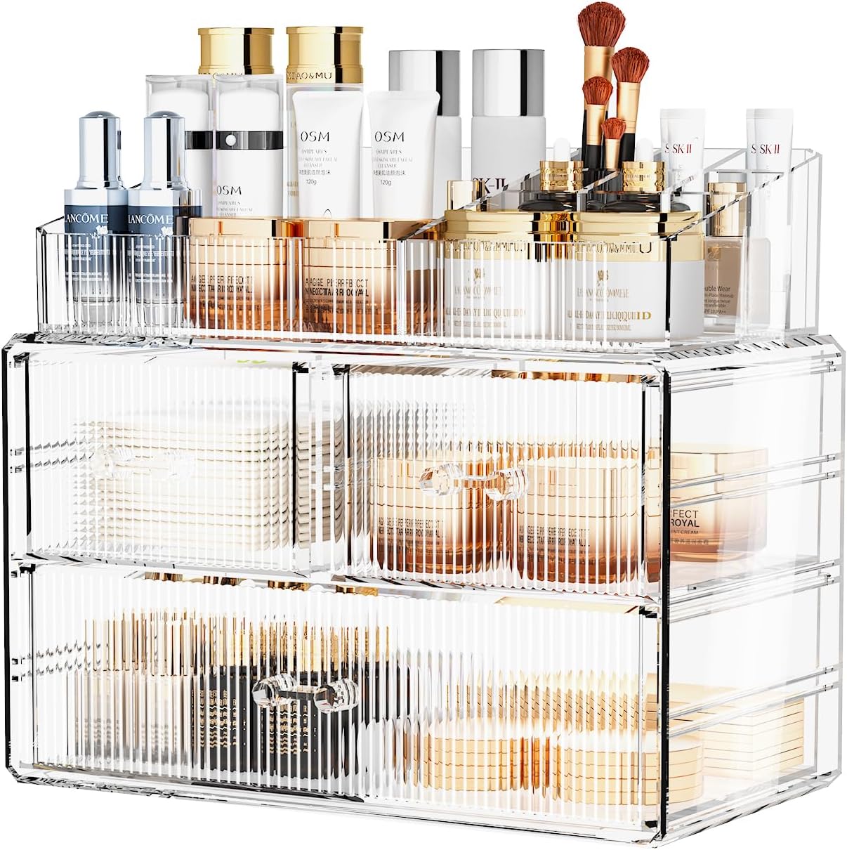ZHIAI Stackable Cosmetic Organizer for Home and Vanity Storage