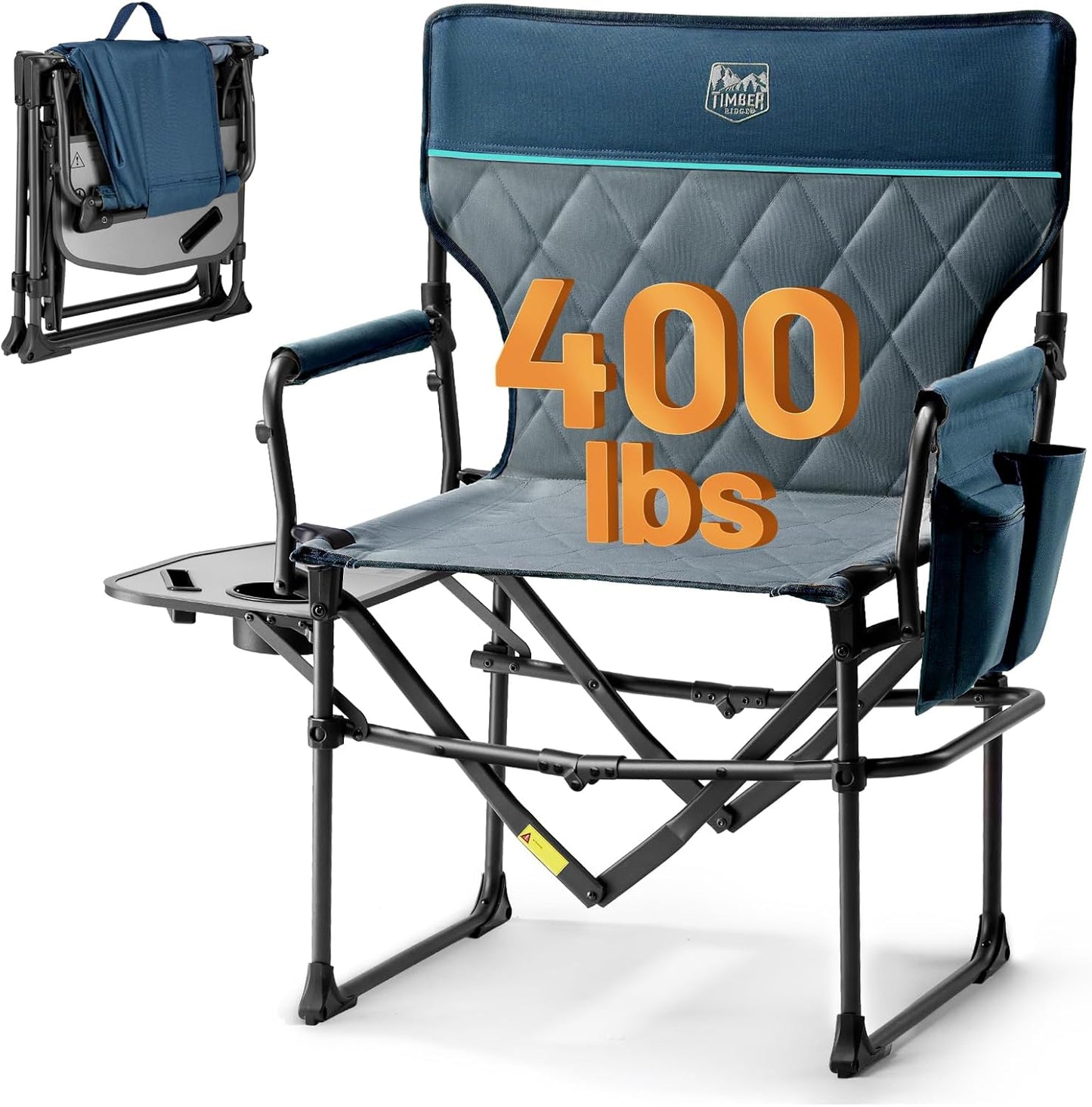 Portable Folding Camping Directors Chair with Side Table Pocket