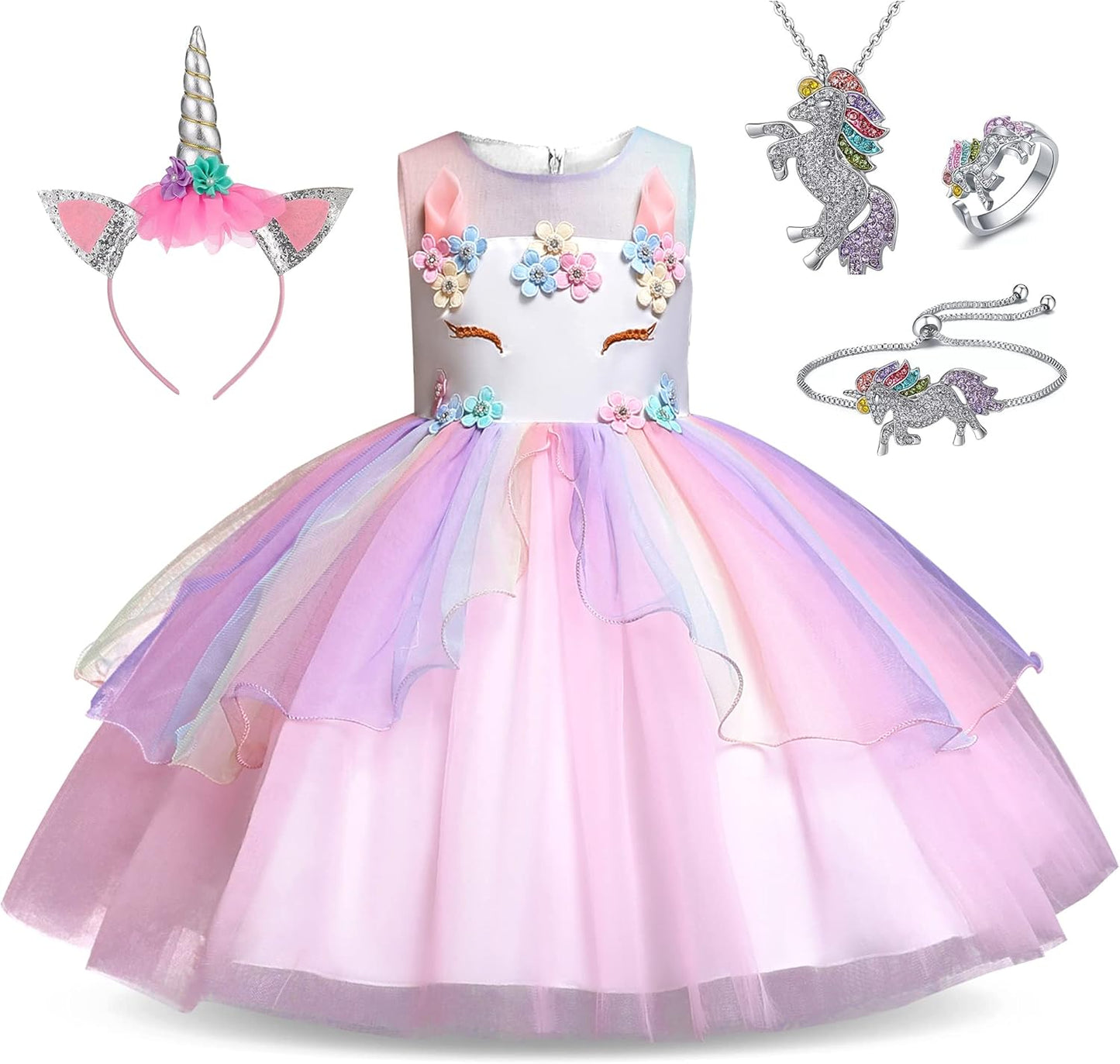 Unicorn Princess Dress Up Clothes for Little Girls Costume Set