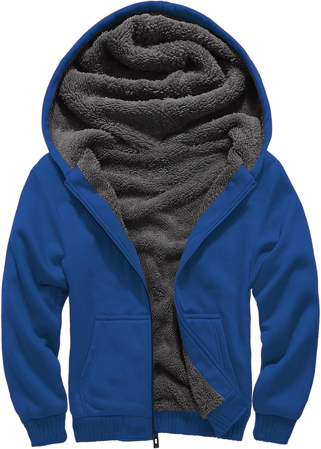 Boys Sherpa Lined Hoodie Fleece Sweatshirt Full Zip Jacket