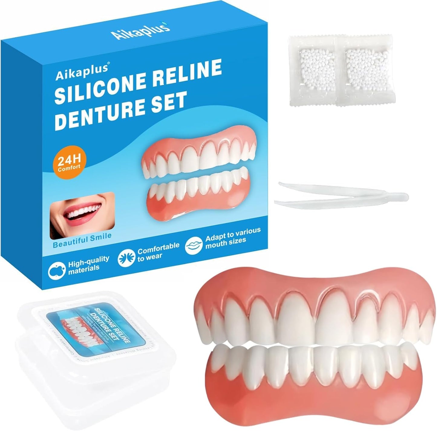 Moldable False Teeth for Men and Women - Silicone Dentures Set