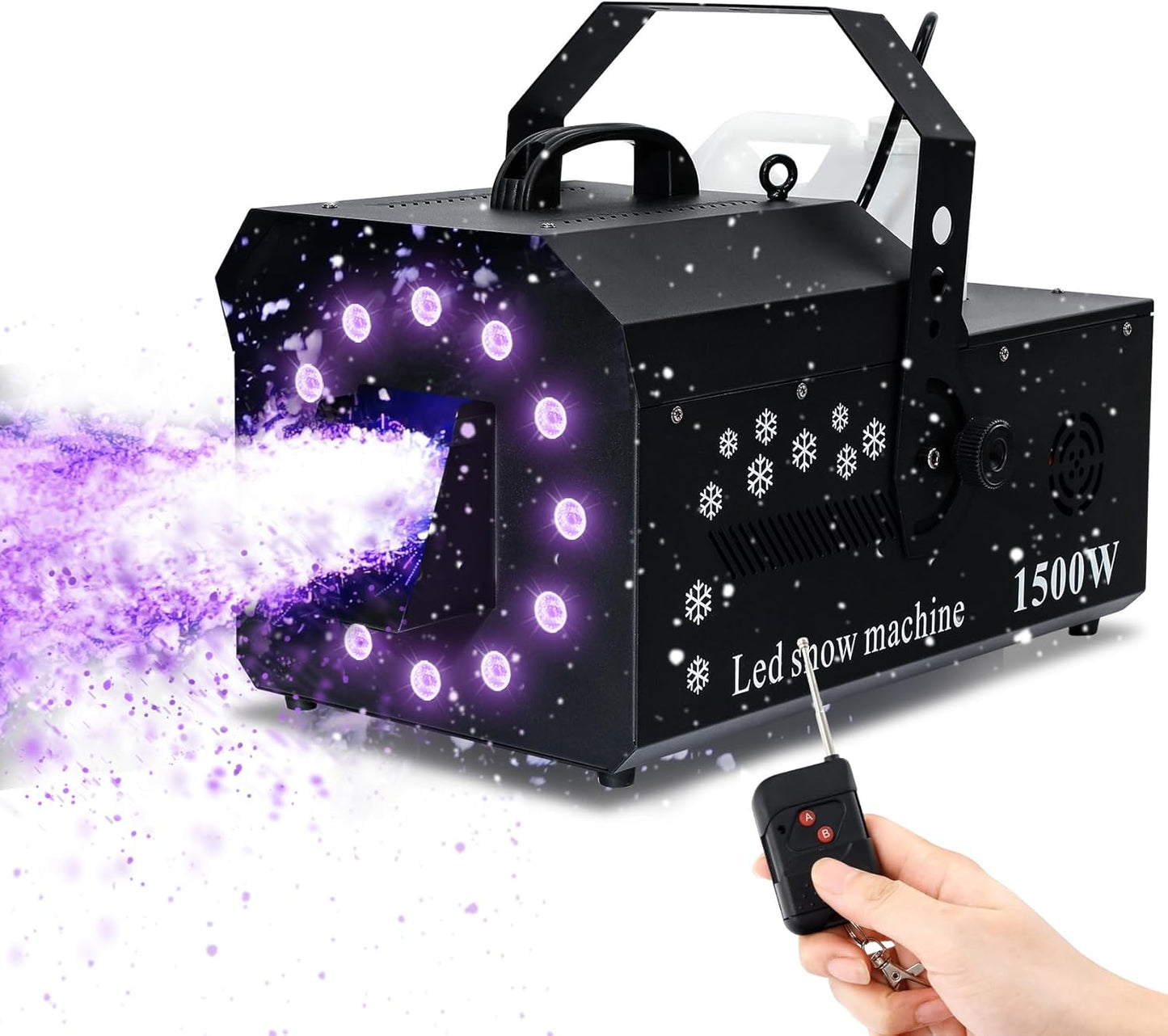 TCFUNDY 1500W Snow Machine with Lights for Parties and Events