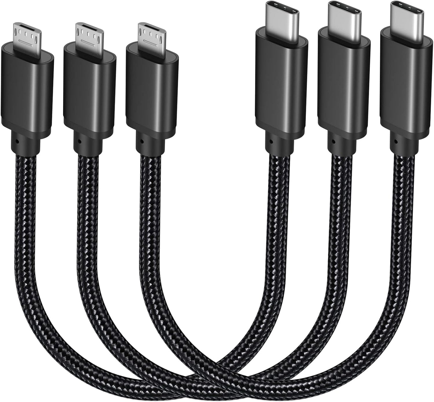 Fast Charge 3Pack USB C to Micro USB Cable Set