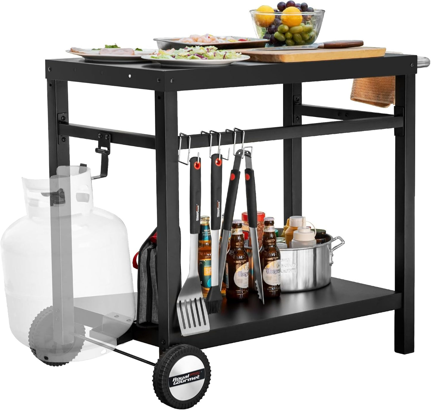 Royal Gourmet Dining Cart Table with Double-Shelf for BBQ