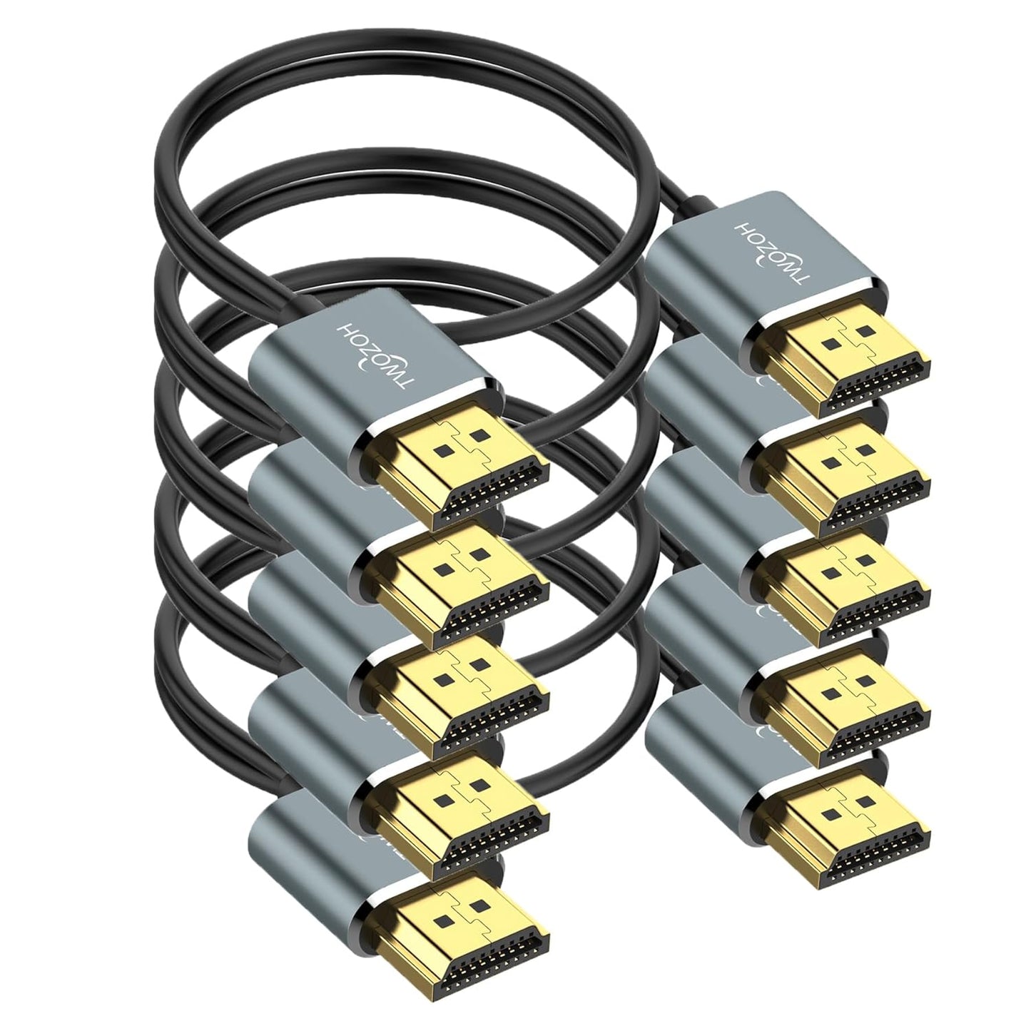 Twozoh Slim 4K HDMI Cable 5 Pack - Ultra Thin & Flexible, 4K/60HZ Support