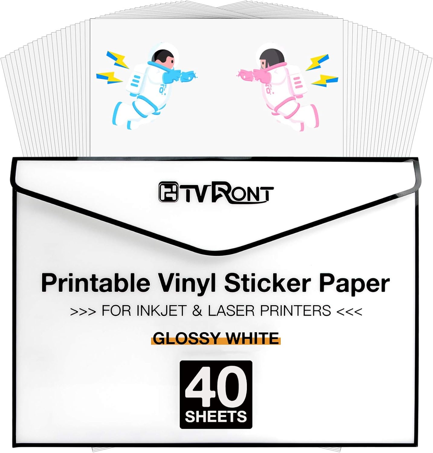 40 Glossy White Vinyl Stickers - Ink & Laser Printable!