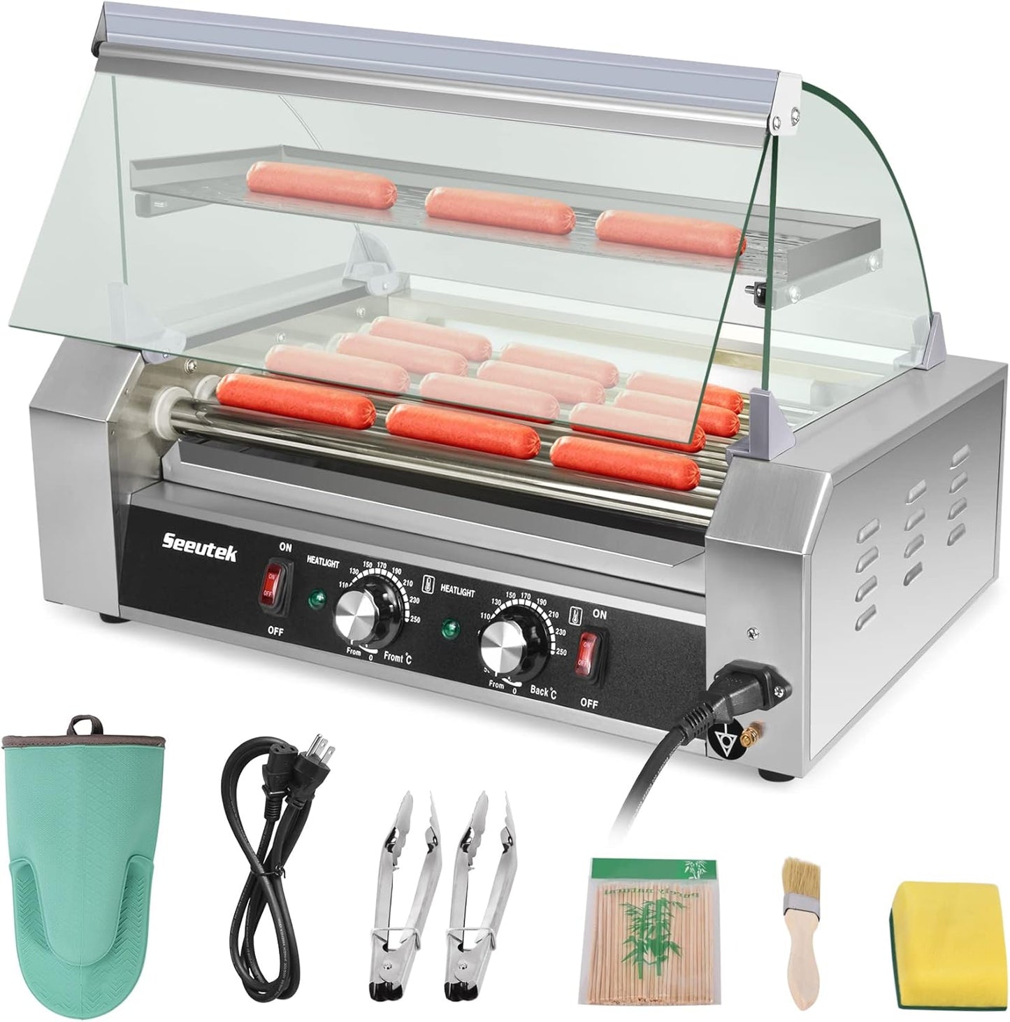Seeutek Hot Dog Roller with 7 Rollers and 24 Hot Dogs Capacity