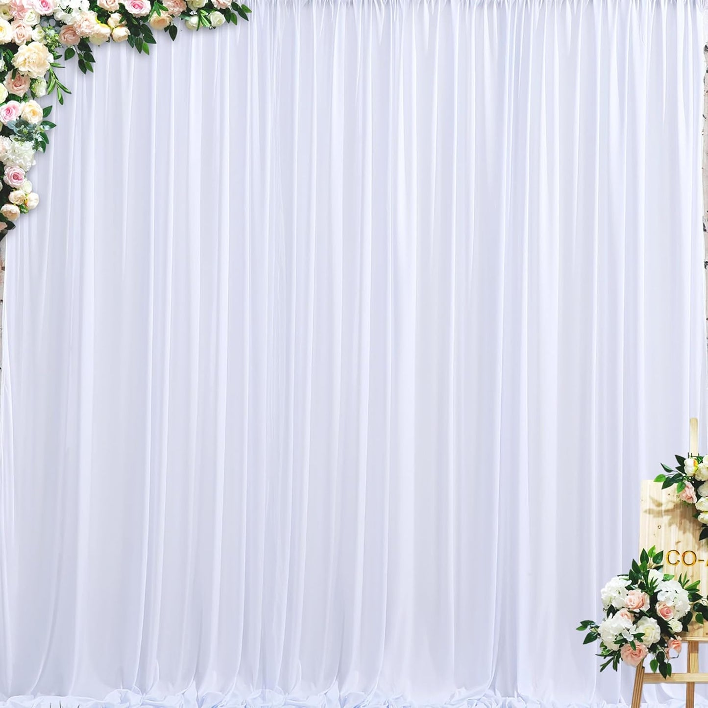 Gogoparti 10x10ft White Wedding Backdrop Set