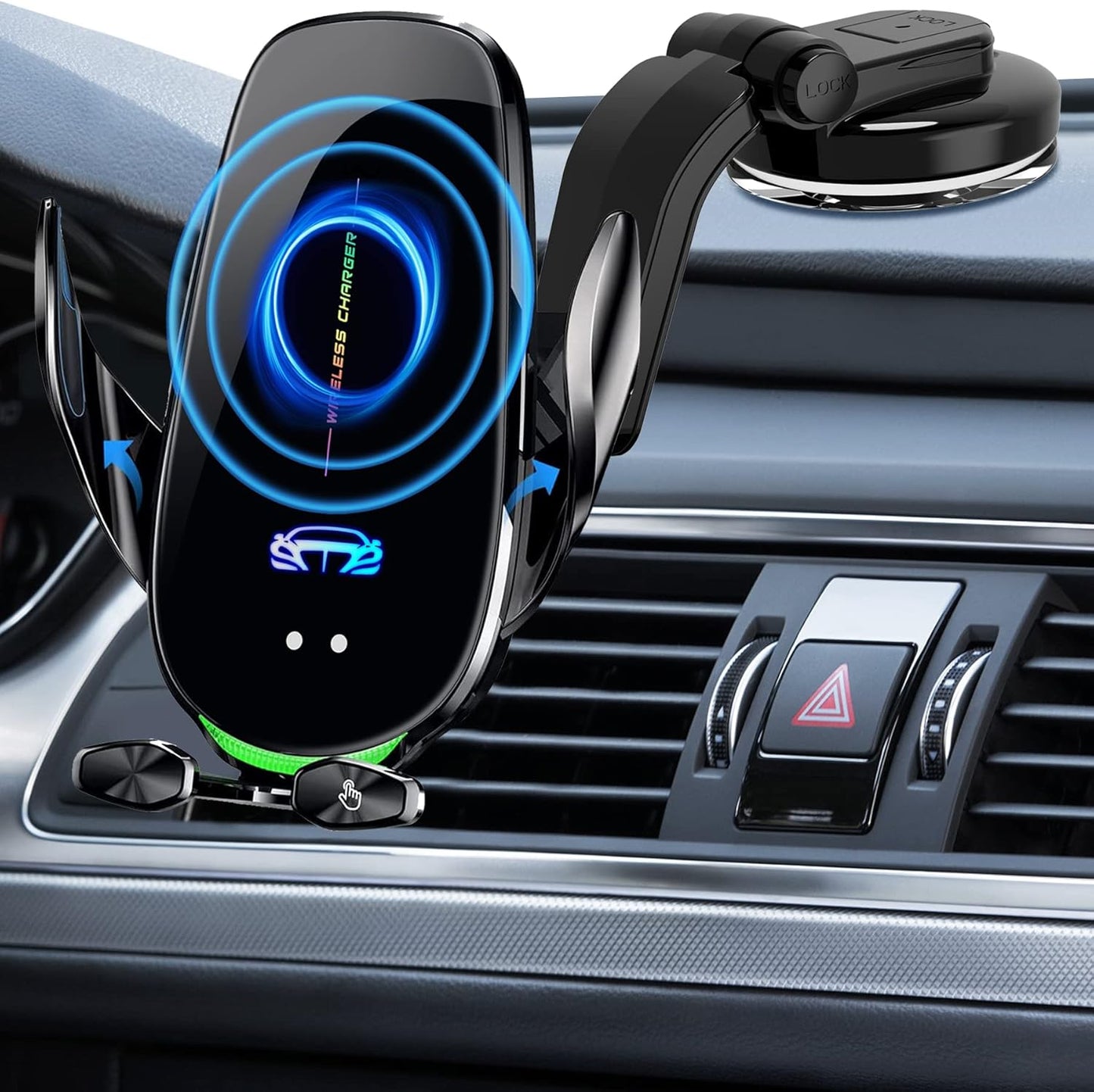 Fast 15W Wireless Car Charger & Phone Mount