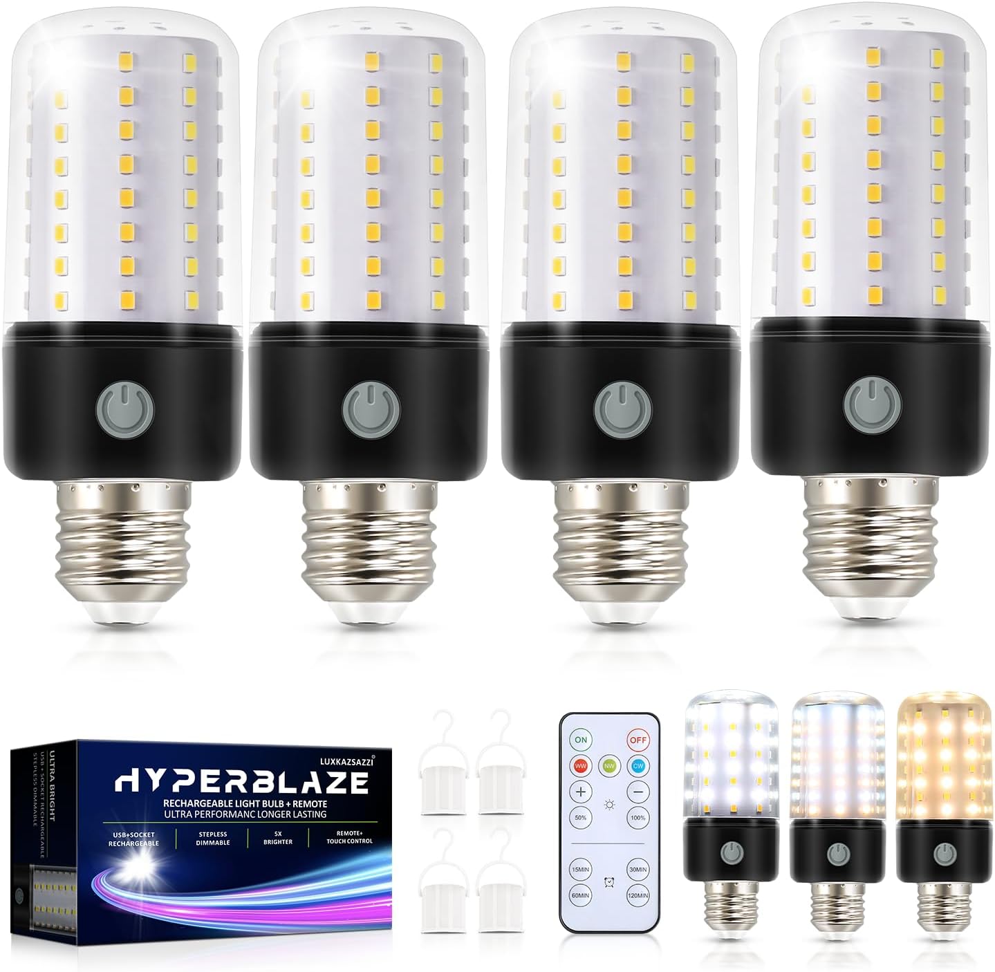 HYPERBLAZE Battery Operated Light Bulb with Remote Control