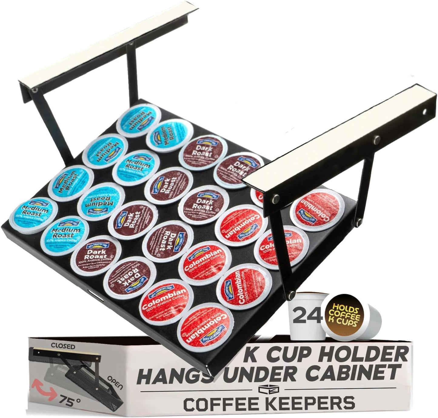 Under Cabinet K Cup Holder for 24 Pods - Space-Saving Organizer
