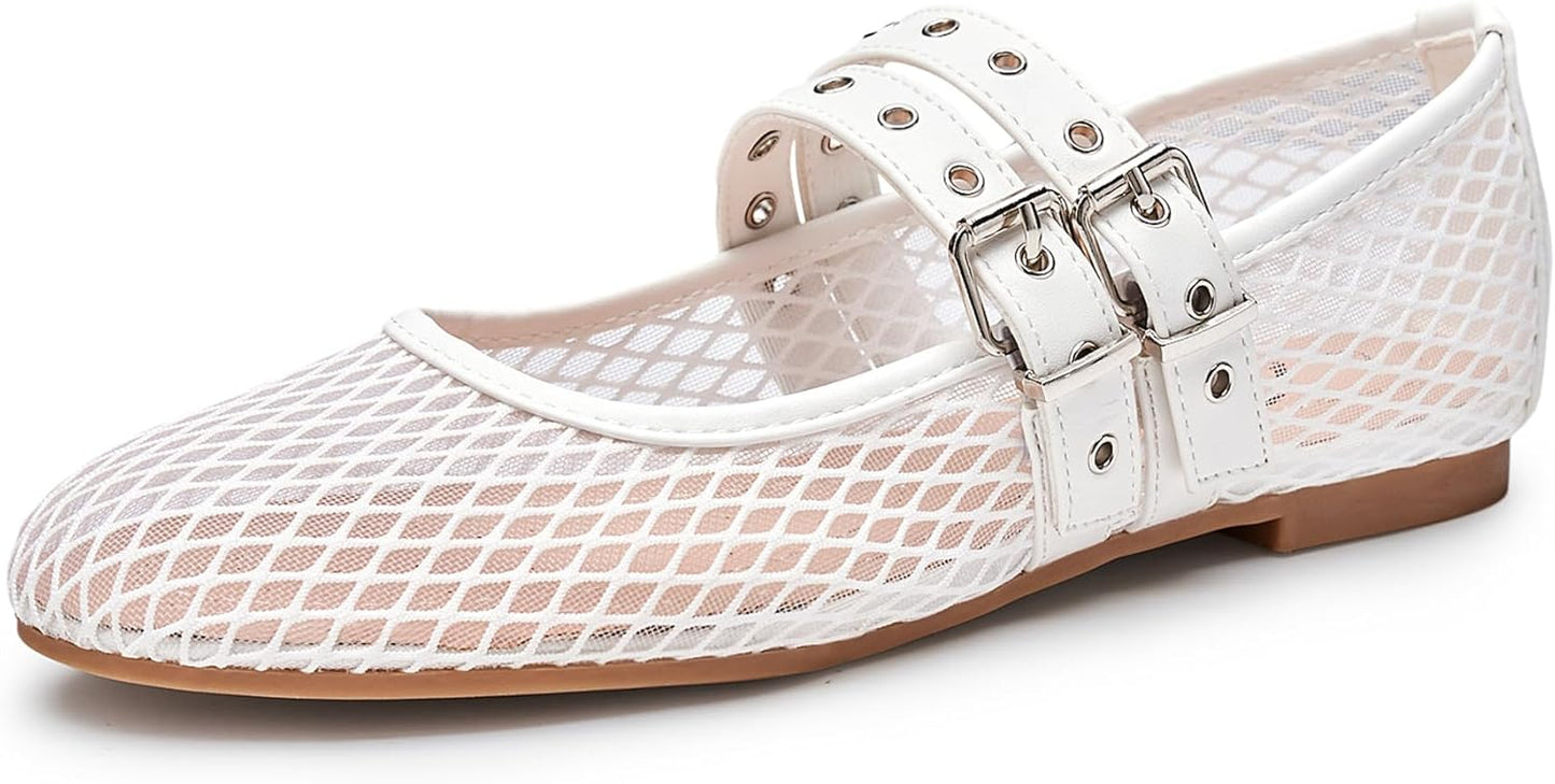Trary Mary Jane Shoes Women Stylish Square Toe Flats for Comfort