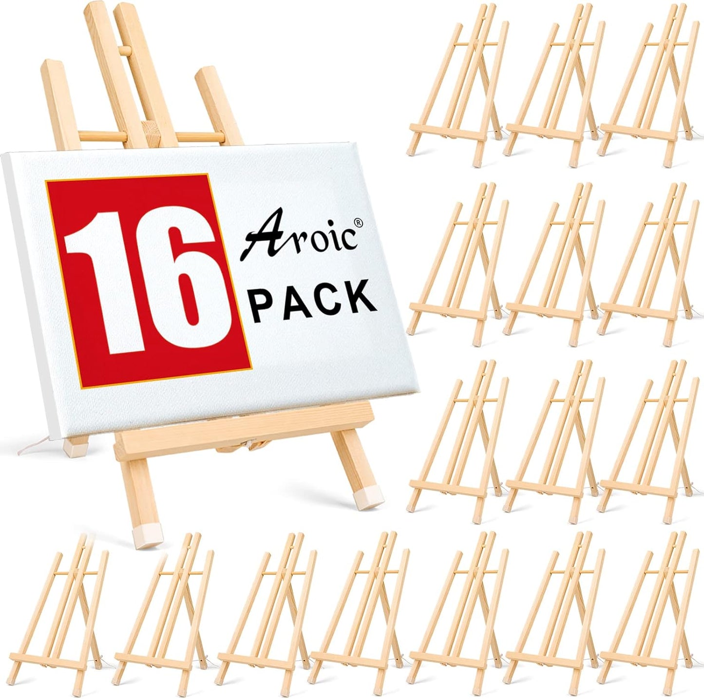 16 Pack 15 Inch Wood Easels for Painting and Crafts Projects