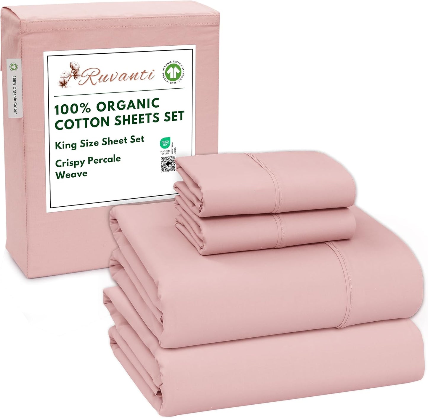100% Organic Cotton King Size Sheets with Deep Pocket Fit