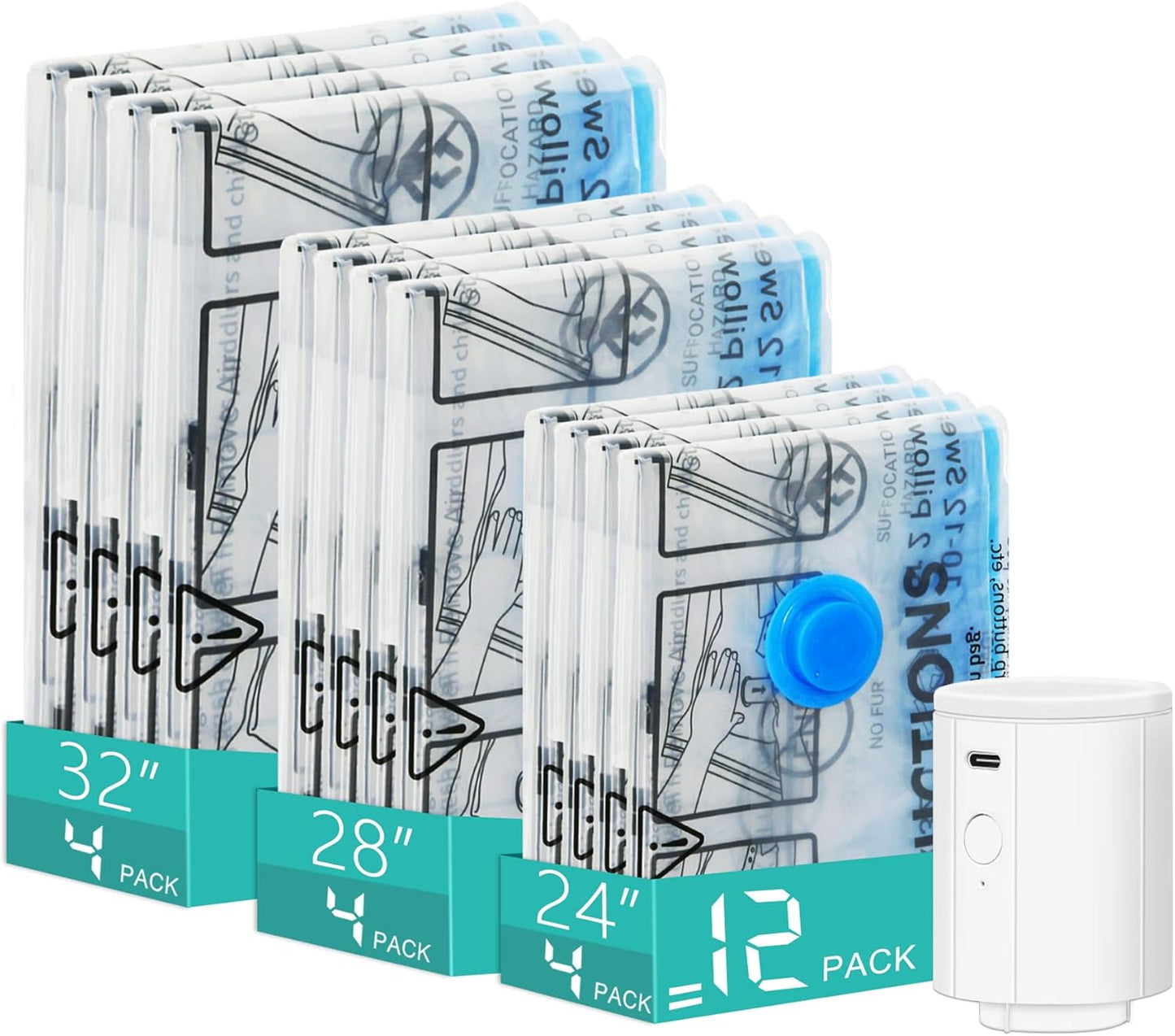 Vacuum Storage Bags with Wireless Pump for Travel and Home