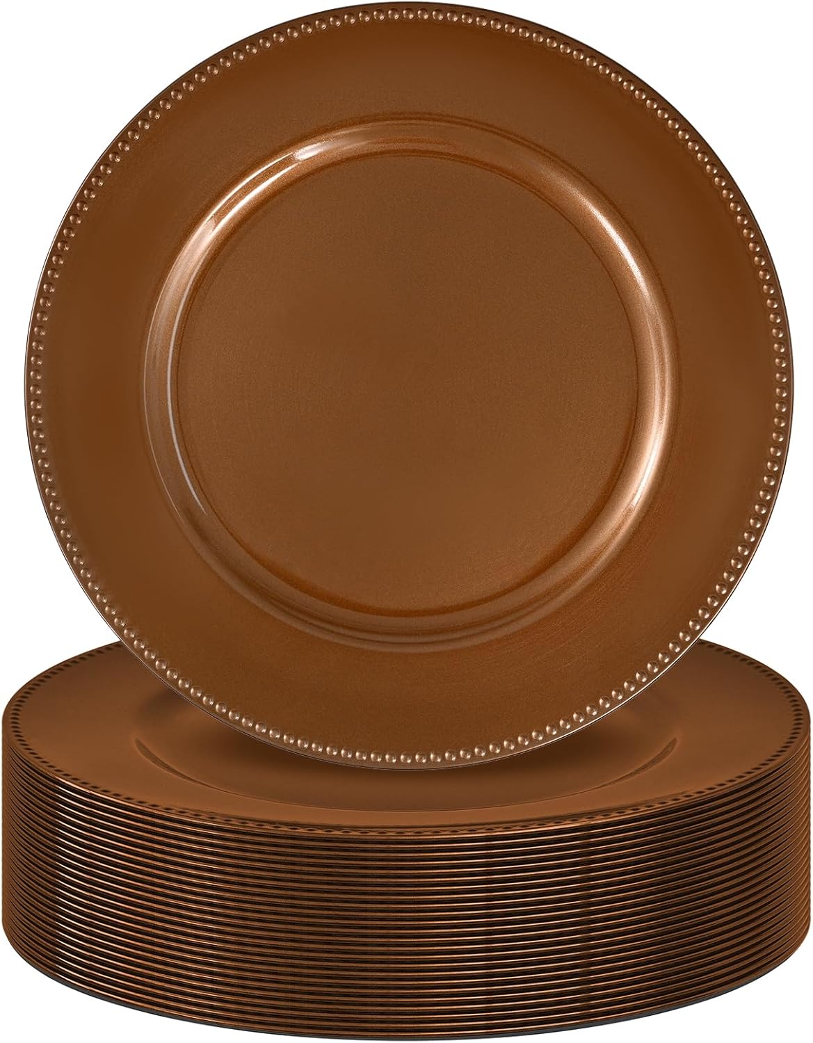 Brown Beaded Charger Plates - Set of 24 for Elegant Events