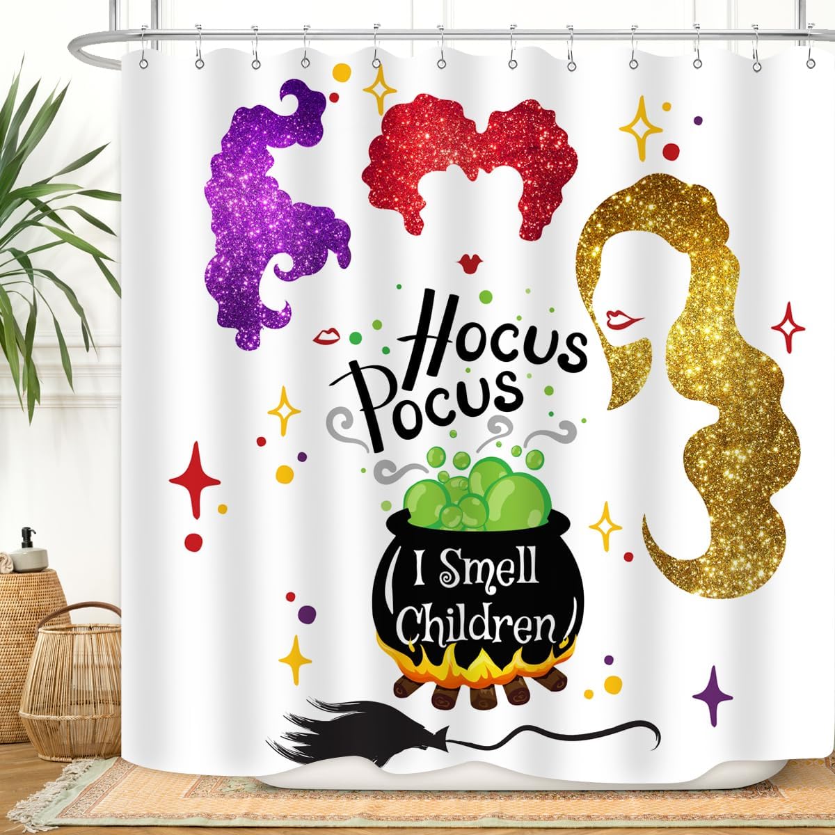 Sisters Witch Bathroom Decor 72x72