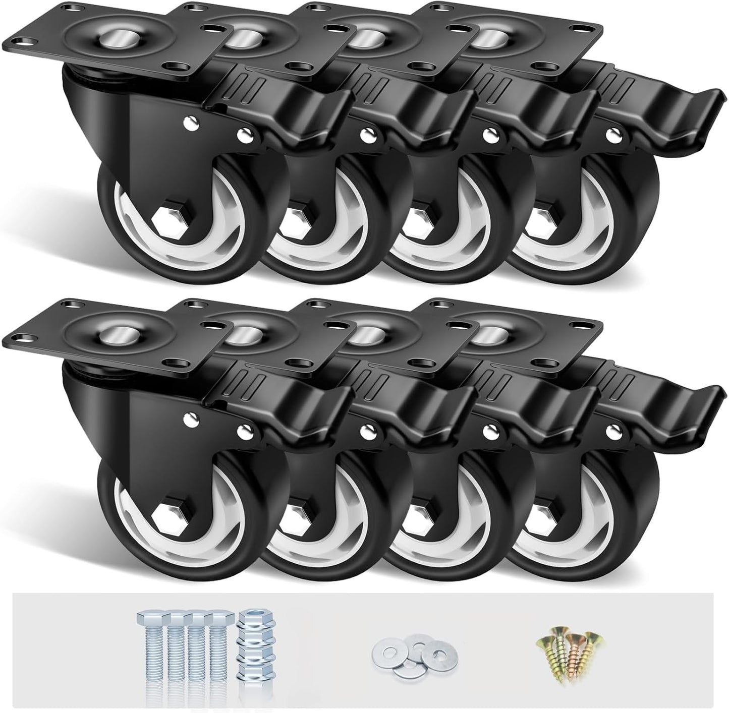 3 Inch Caster Wheels Set of 8 for Heavy Duty Applications