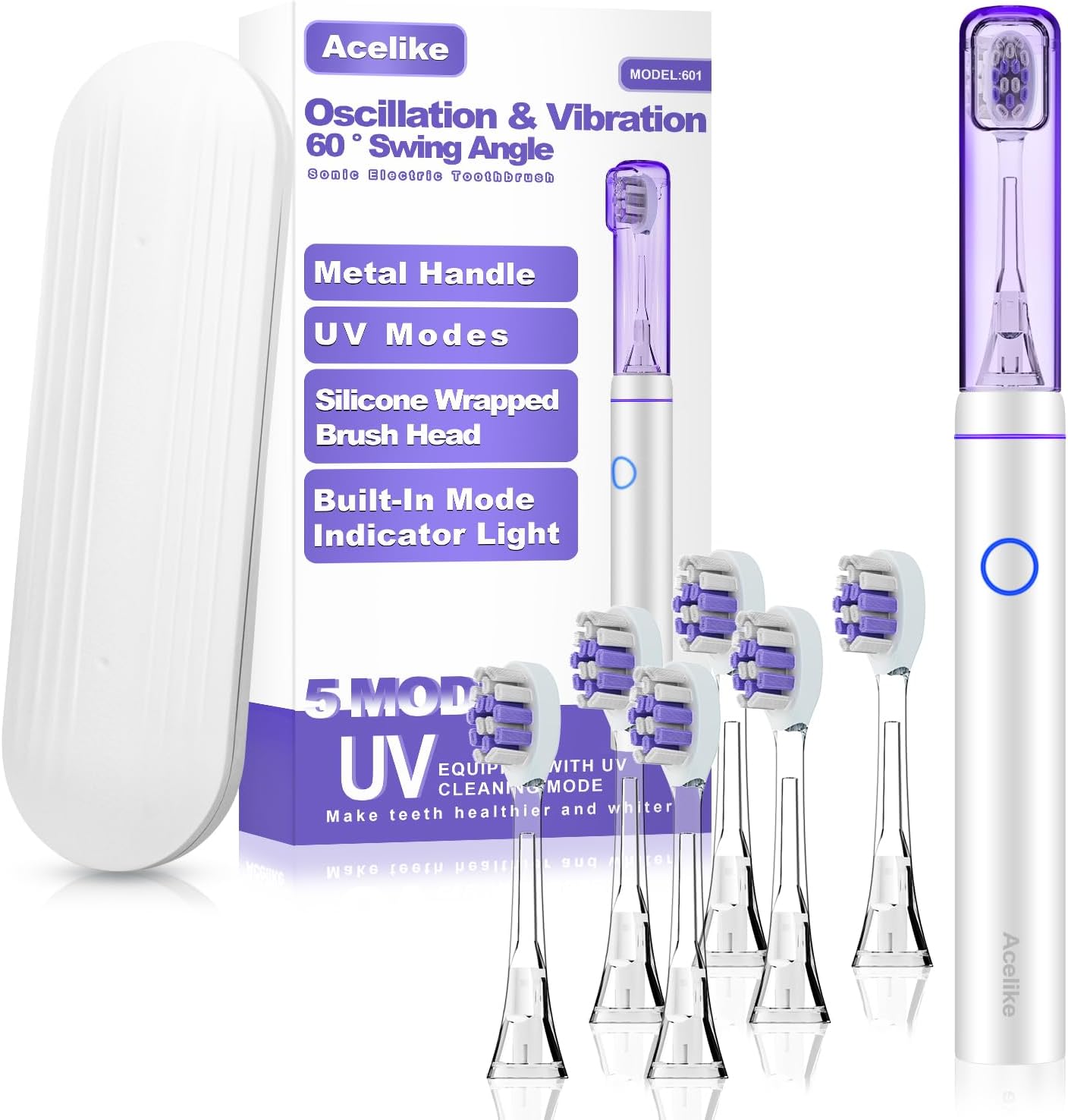 Metal Electric Toothbrush with UV Mode and 5 Custom Modes