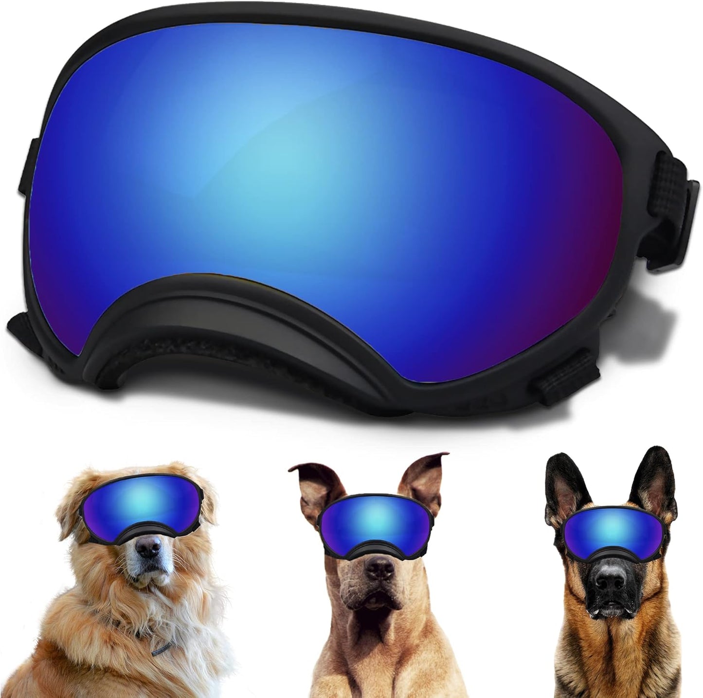 Large Dog Sunglasses with Adjustable Strap for Eye Protection