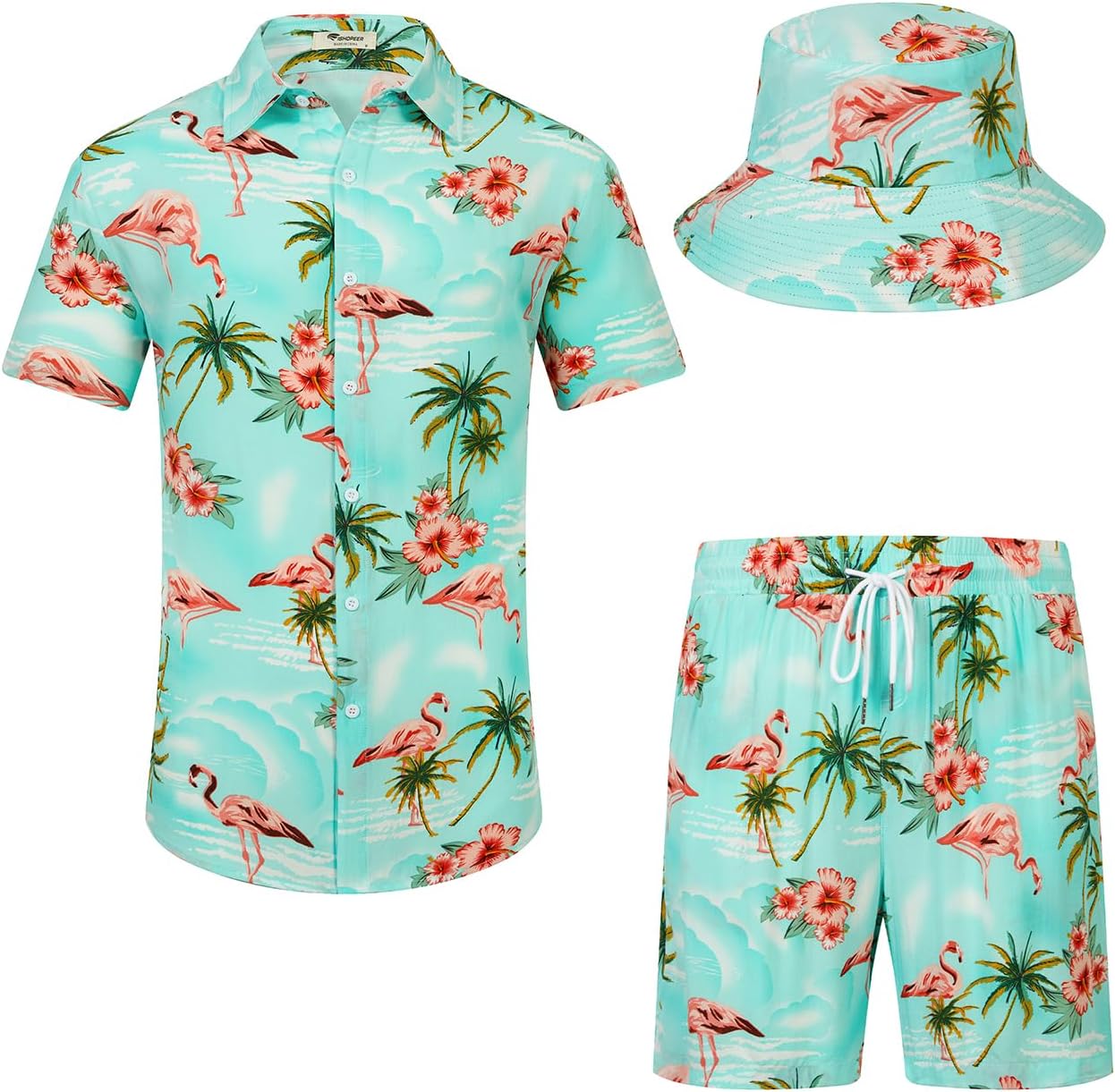 EISHOPEER Men's Flower Hawaiian Sets for Casual Summer Style