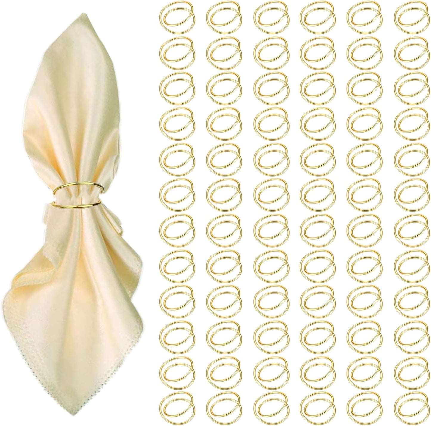 Gold Napkin Rings - 72 PCS Elegant Metal Spiral Holders for Events