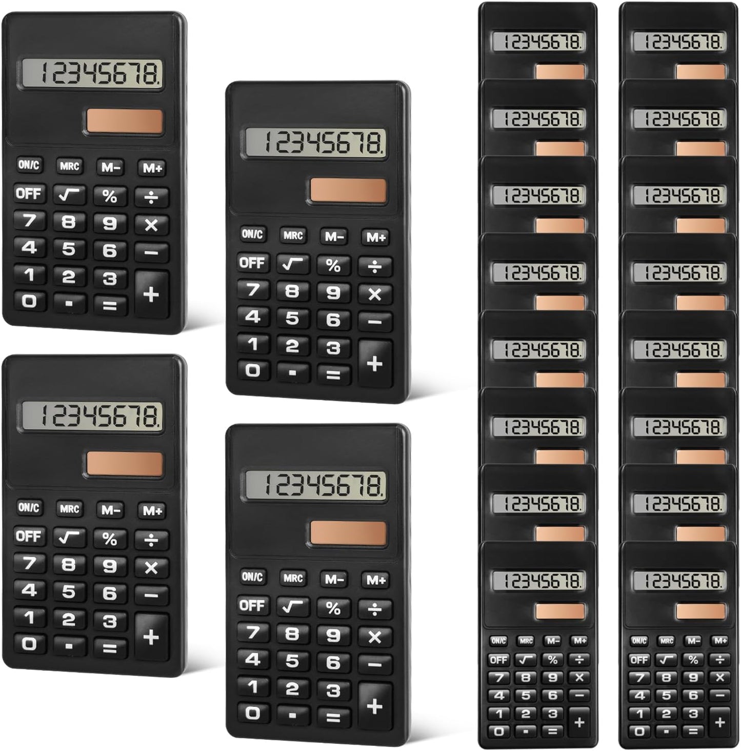 Portable Solar-Powered Mini Calculator - 8 Digit Display, Dual Power - Bulk Pack
