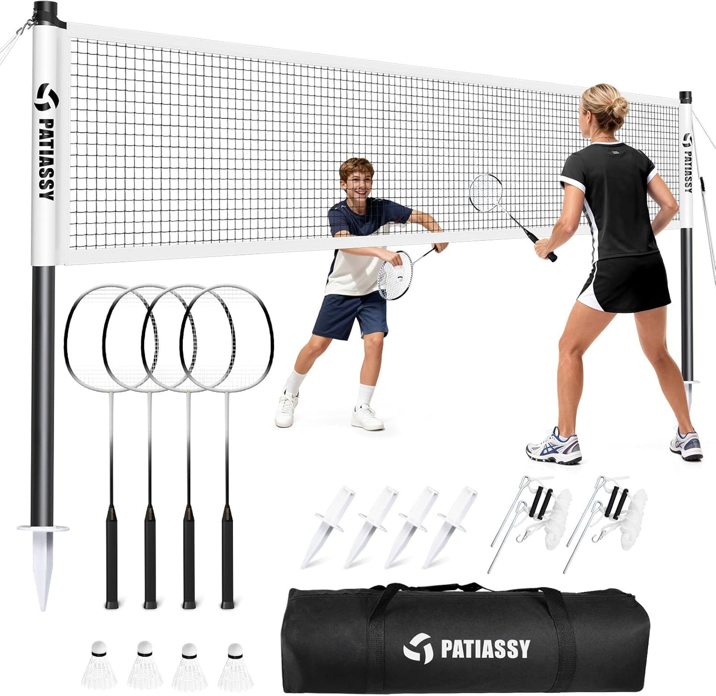 Badminton Set for Backyard Fun with Portable Anti-Sag Net