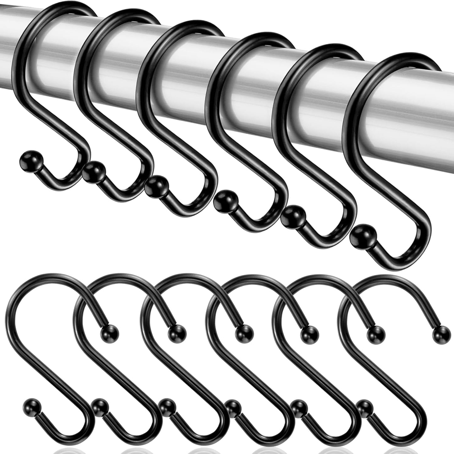 Rust-Proof S Hooks Set, Black, Set of 12 - BellRhein