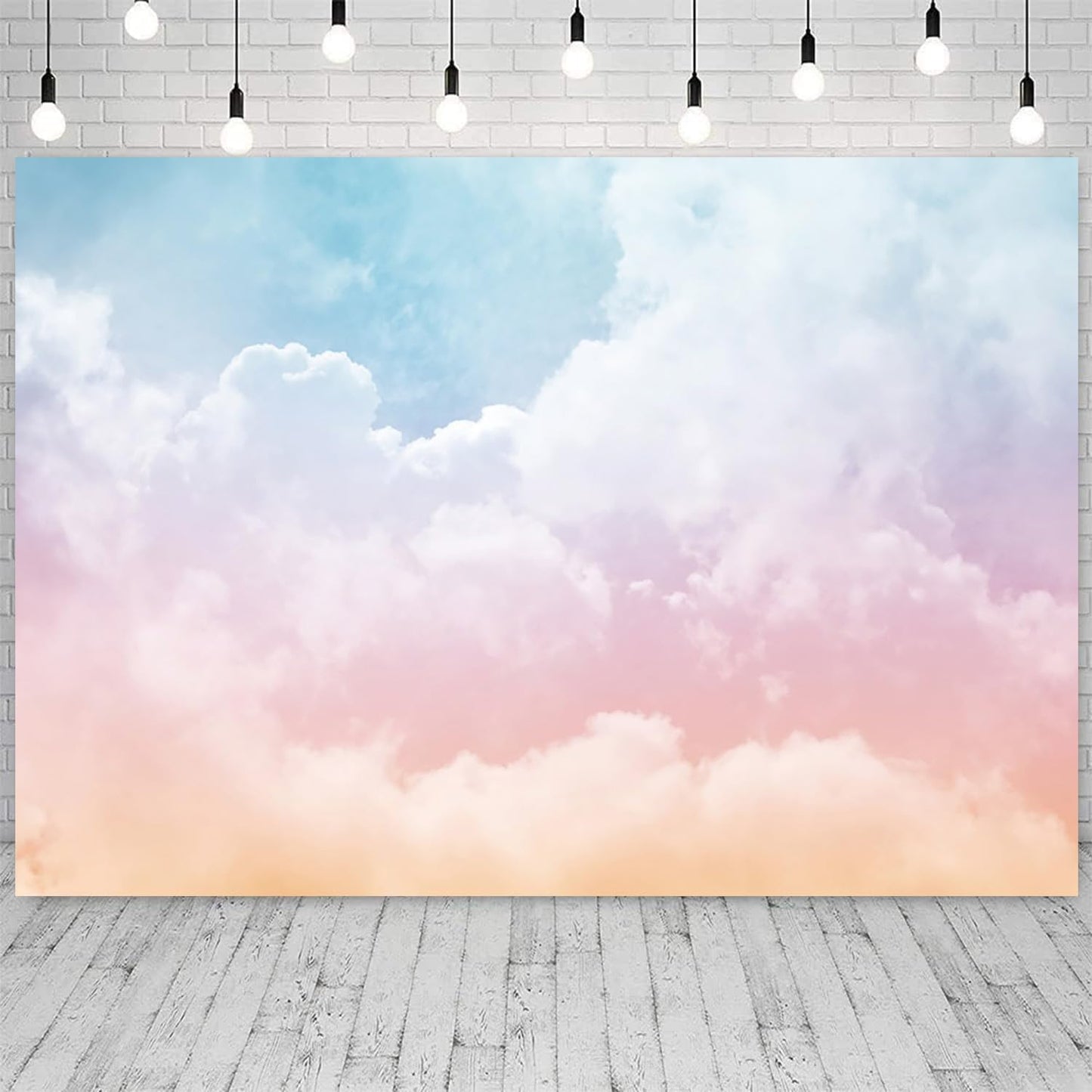 12x8ft Rainbow Cloud Backdrop for Birthday Party Photography