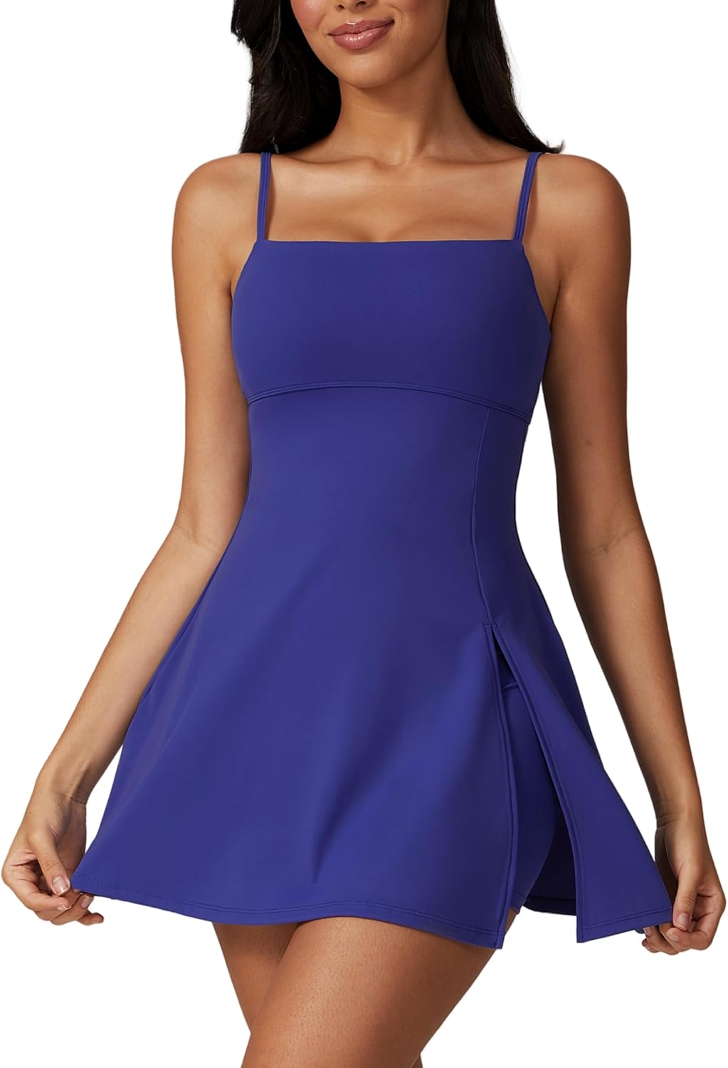 ABOCIW Womens Square Neck Tennis Dress with Shorts for Active Style