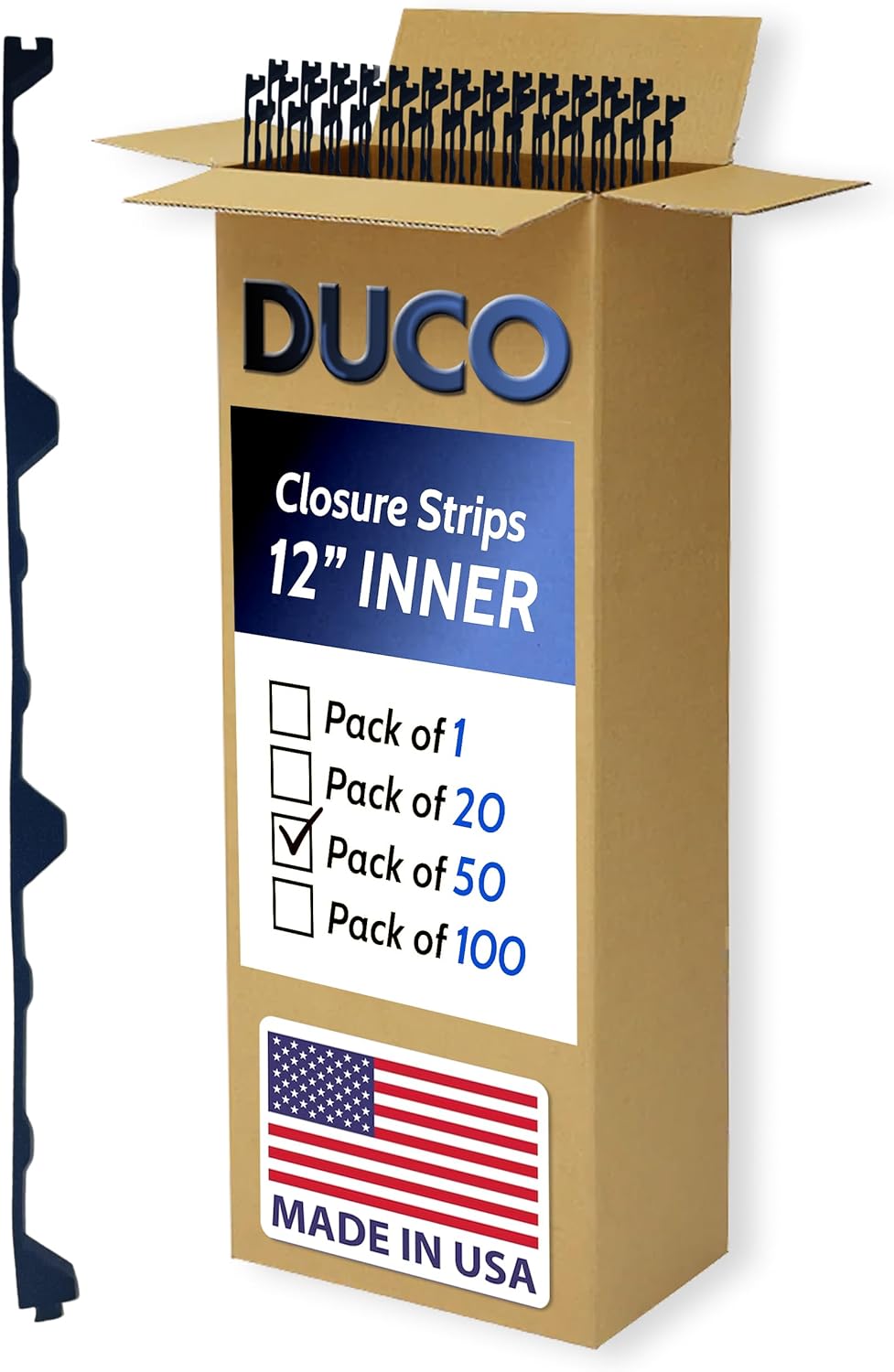 R Panel Foam Closure Strips for Metal Roof Insulation - 50 Pack