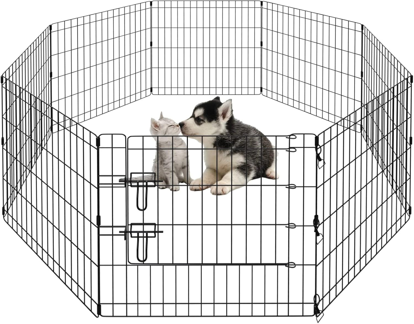 PEEKABOO Dog Pen Indoor Outdoor Foldable Pet Playpen 24 Inch