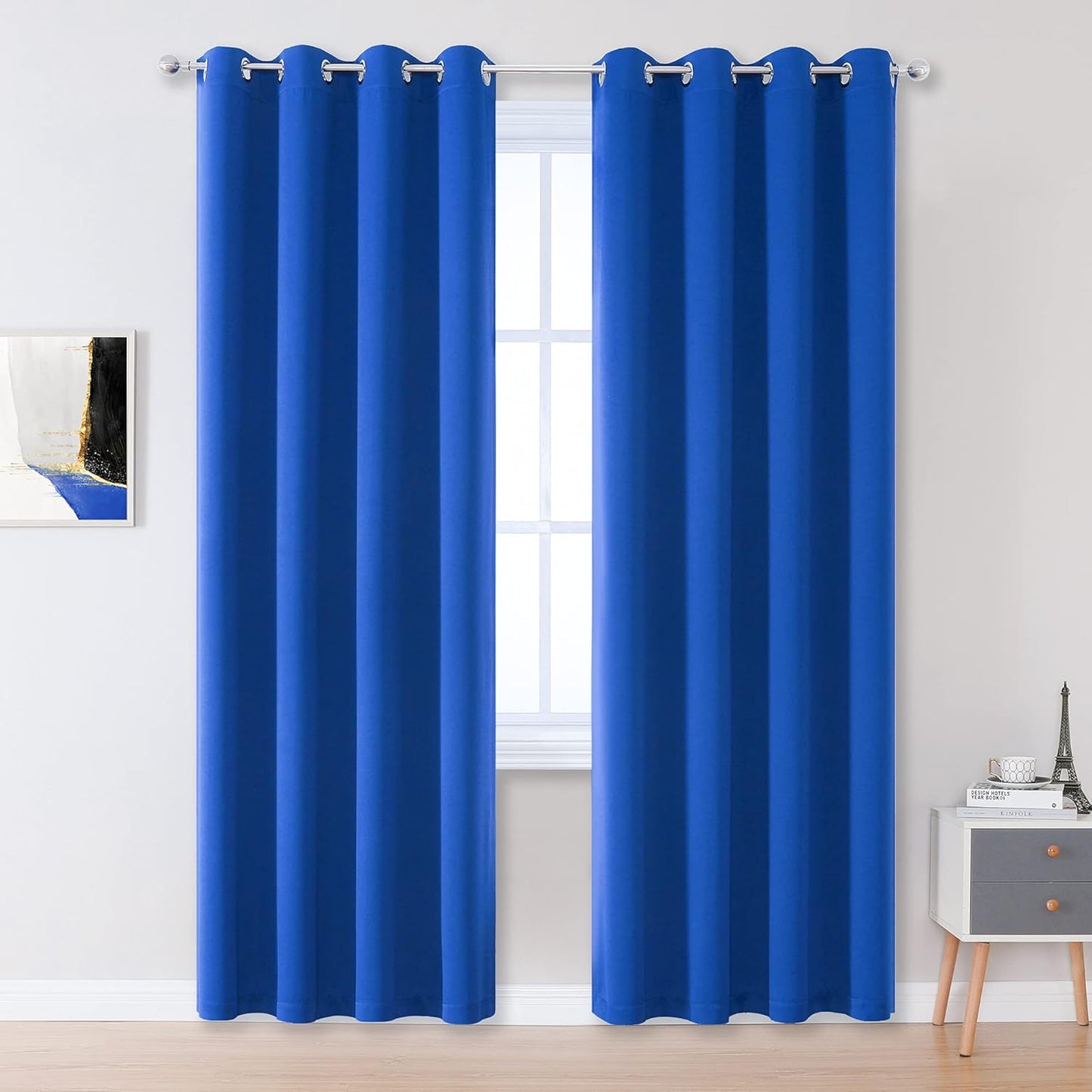 DUALIFE Royal Blue Blackout Curtains for Energy Efficient Rooms